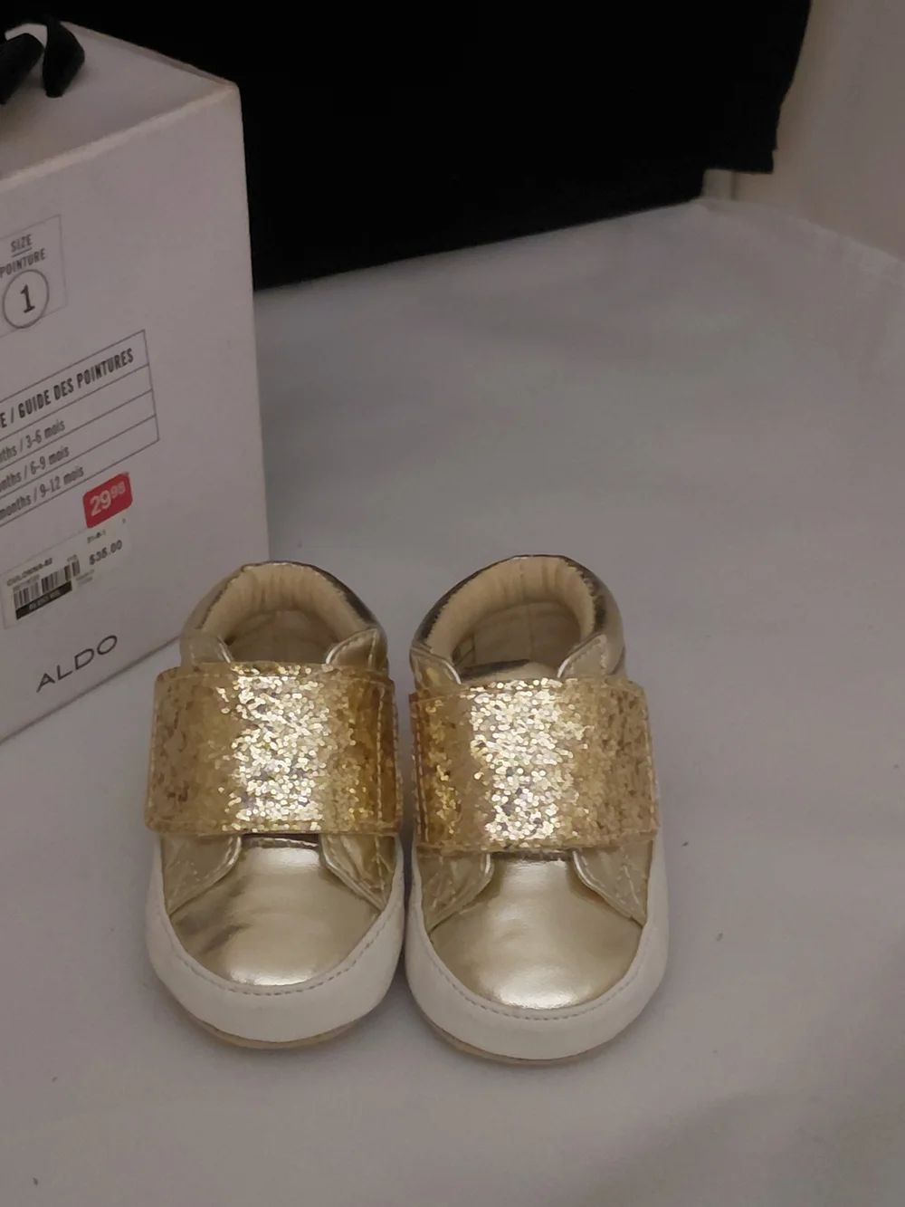 New SIZE 1 ALDO Kids Metallic Gold Sequin Strap Shoes